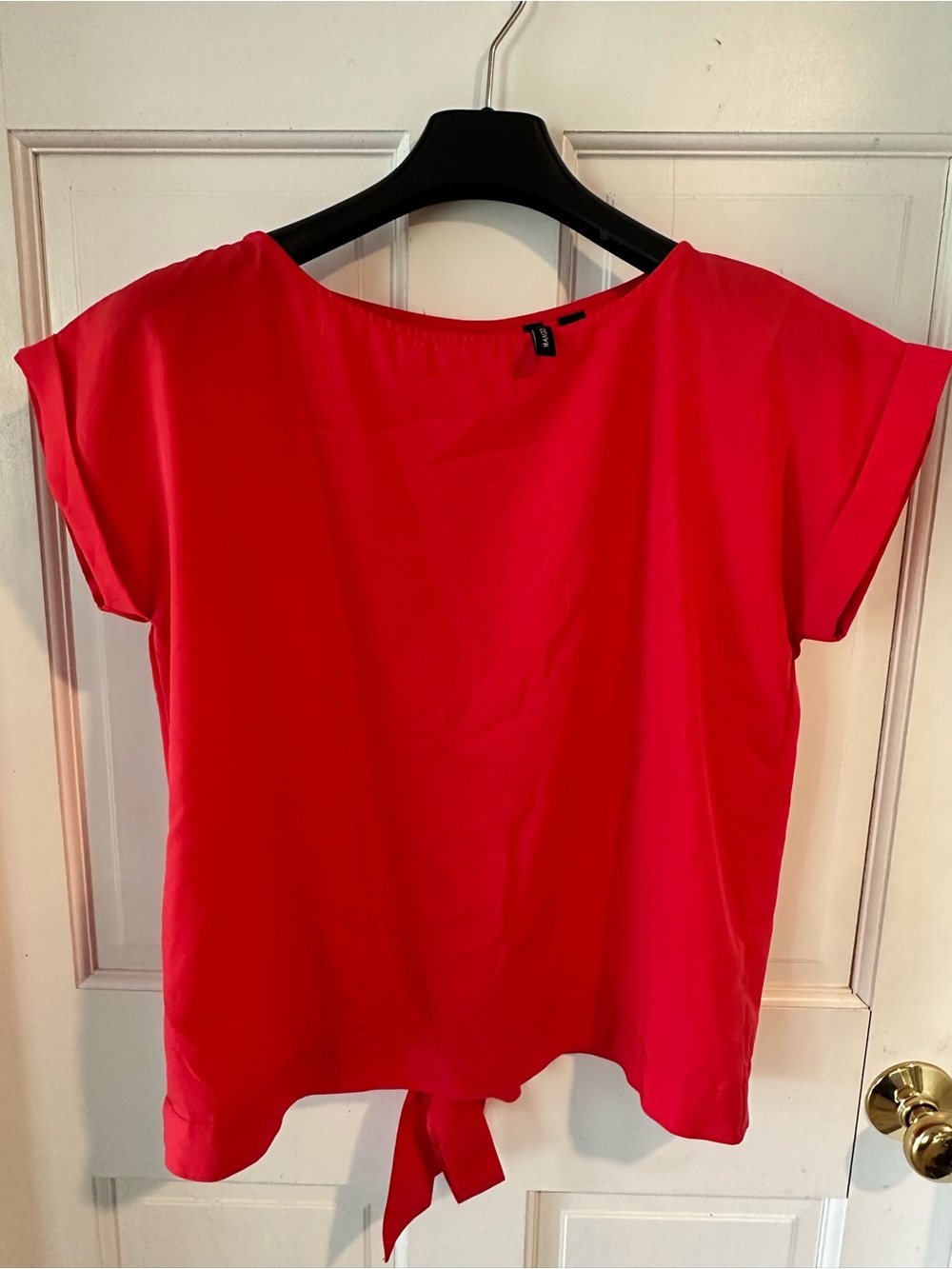 Mango Red Tie-Back Short Sleeve Blouse